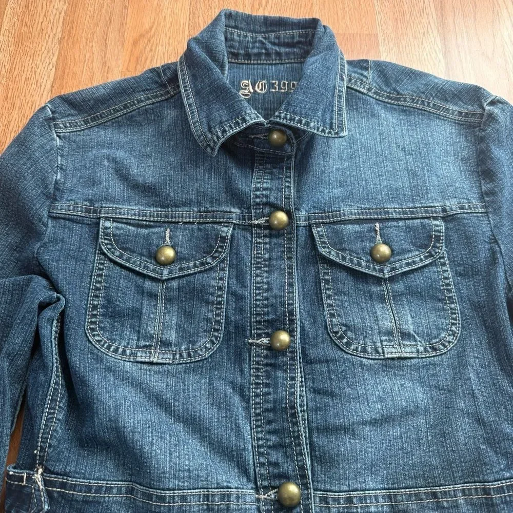 Vintage Y2K Access Jeans Tailored Military Denim Jacket Size Medium - Picture 6 of 8